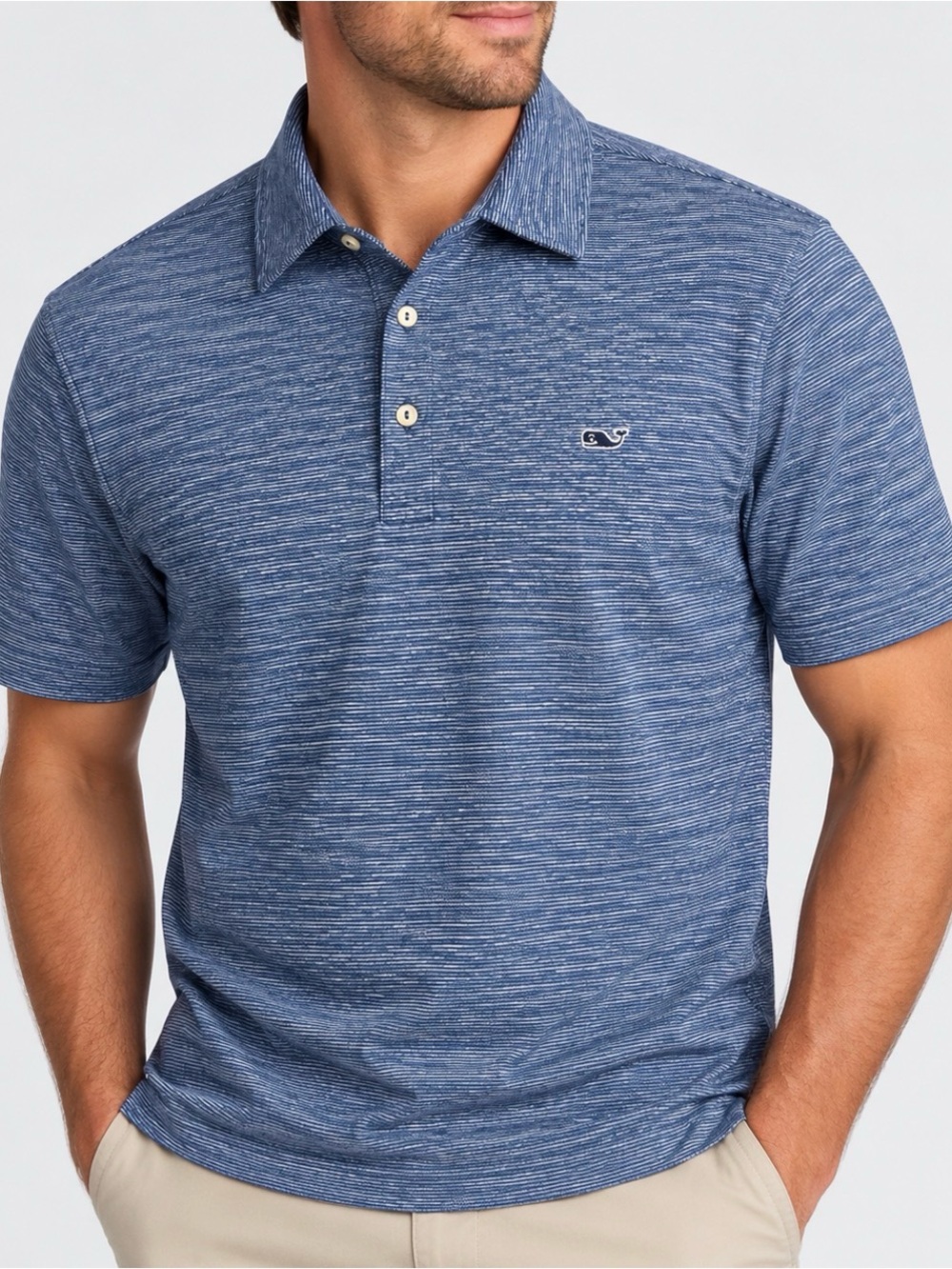 Vineyard Vines Men’s Heather Navy Blue Polo